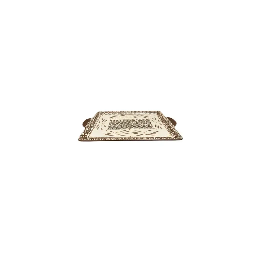 Temp-tations Brown Serving Tray 15.5” X 9.5” By Tara Old World Confetti